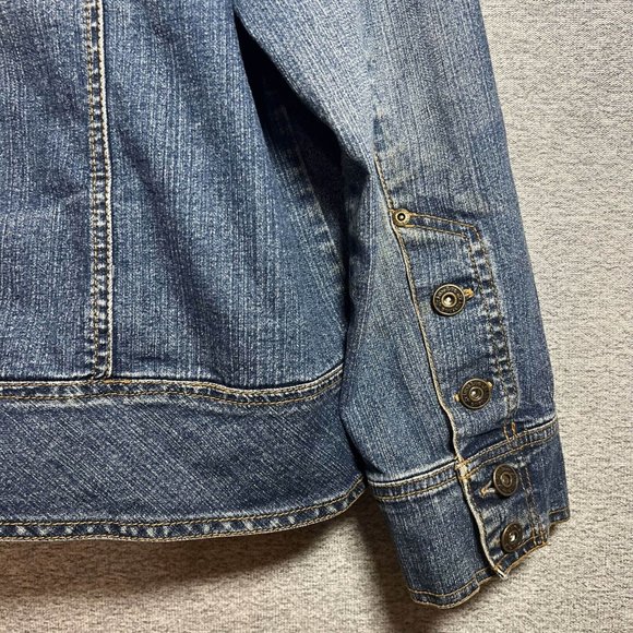 St John Bay Jean Jacket Women 1X Blue Pockets Denim Button Up Long Sleeve - Picture 12 of 15